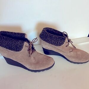 COPY - Donald Pliner Faux Fur Trim Ankle Wedge Boot